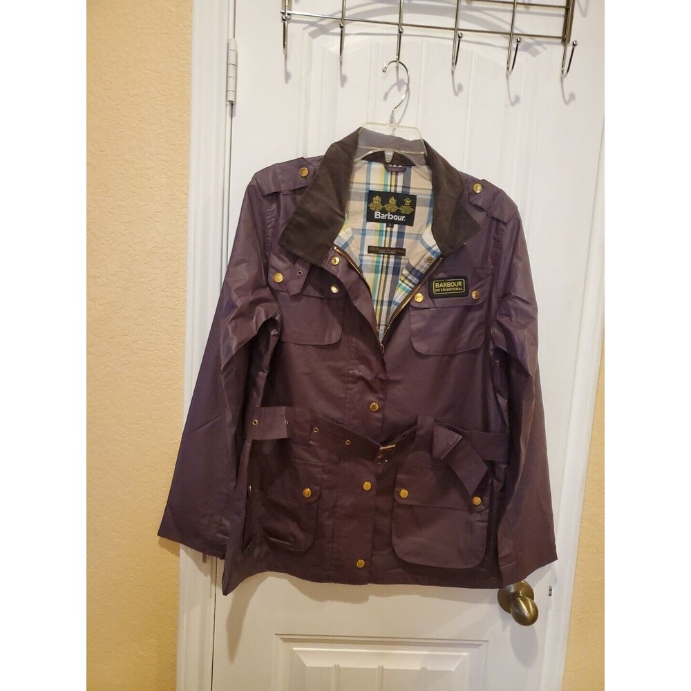 Barbour International Purple Waterproof Breathable Belted Jacket sz S - Picture 5 of 16